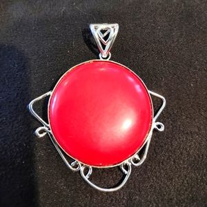 Beautiful Red. Sponge circle pendant